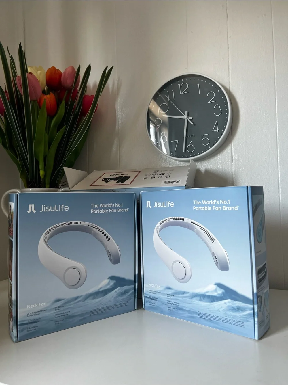 White Neck Fan 2pk - Portable Wearable Cooling